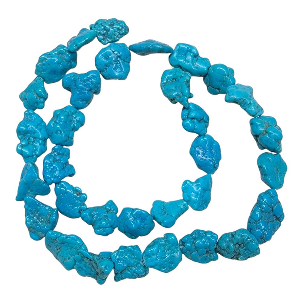 Vintage Turquoise Nugget Beads 16" Strand 31g Blue Gemstone Southwest Jewelry